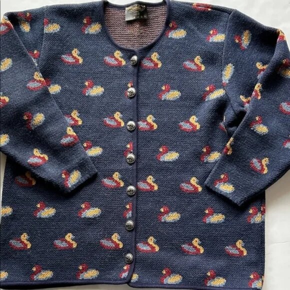 Vitabella Norway Sweaters - Vitabella Duck Pattern Cardigan Sweater Norway Wool size XL